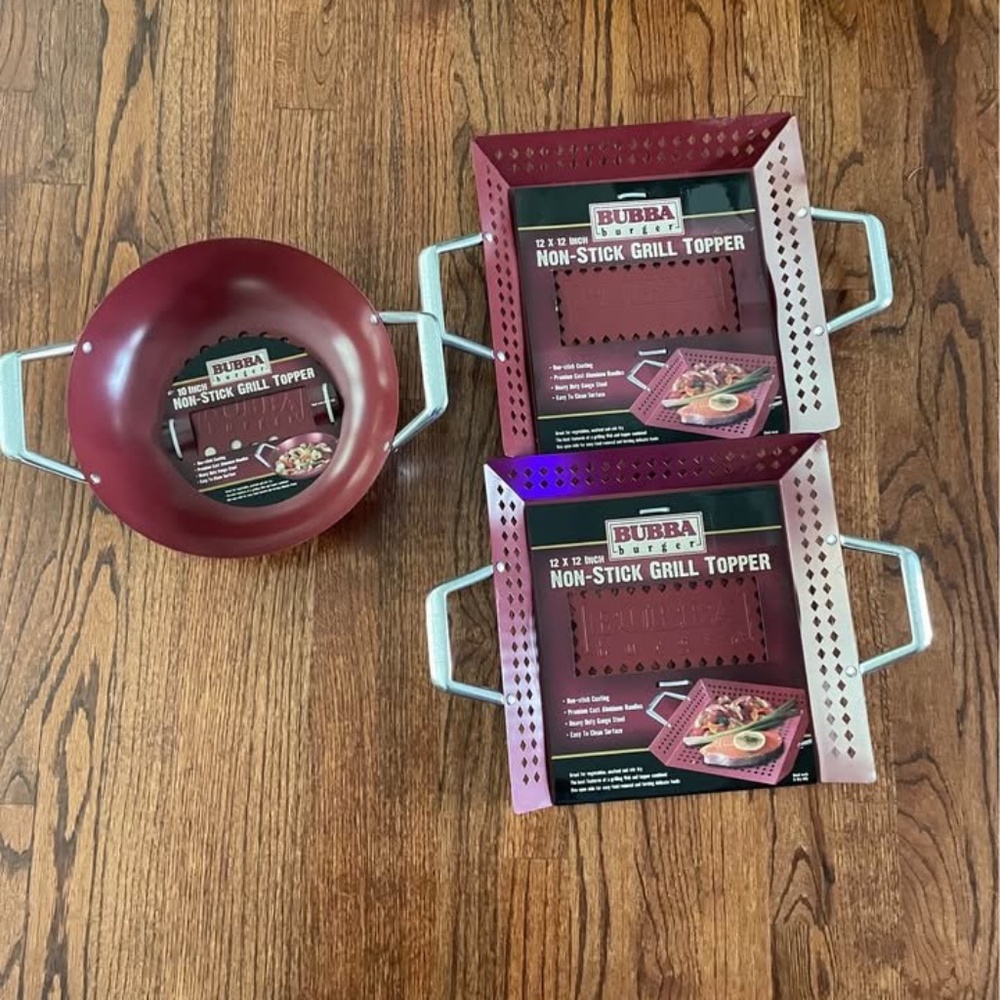 Bubba Burger Non-stick Grill Topper BBQ Grilling Pan Barbecue Trays Set of 3 NEW